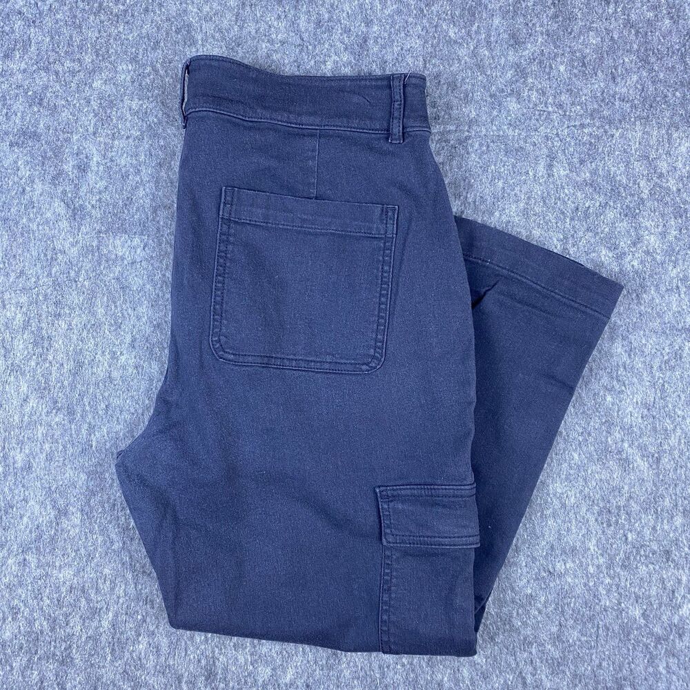 Ann Taylor Loft Women's Straight Crop Pants Cargo Pockets Gray Stretch Size 12P